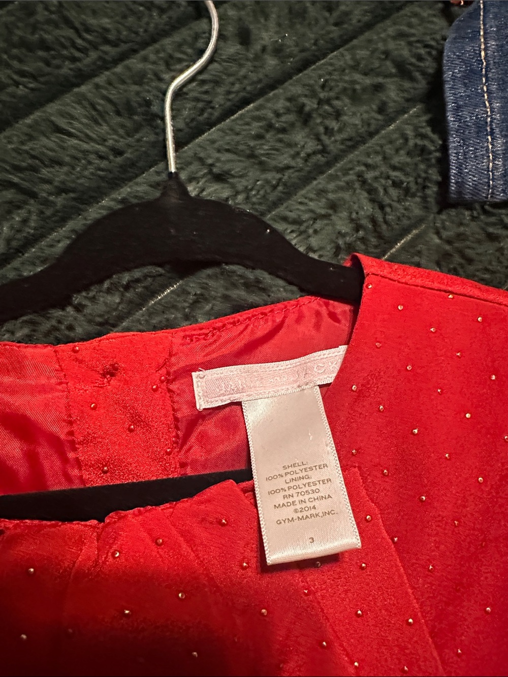 Red Ruffle Front Long Sleeve Dress - Picture 2 of 2